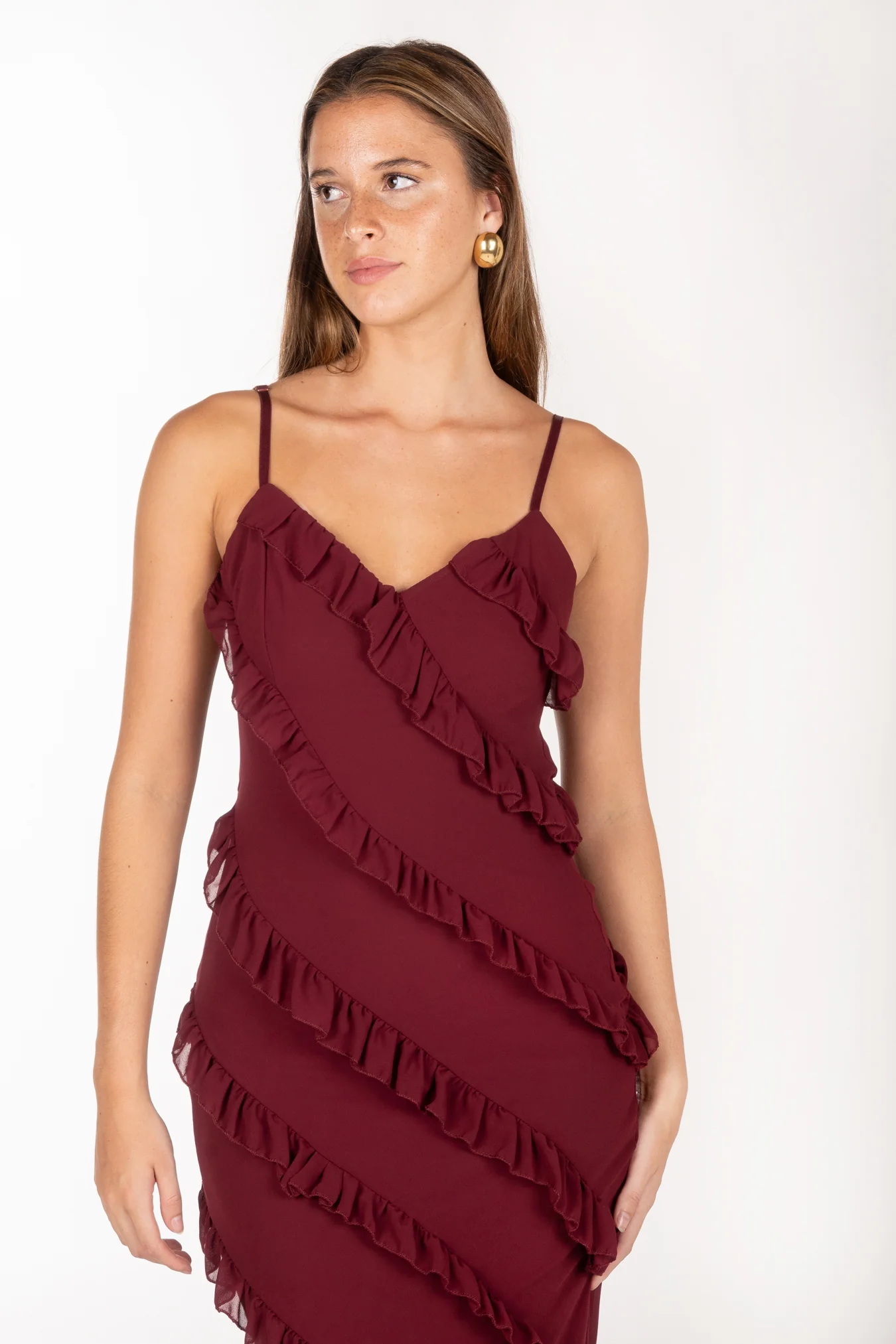Vestido Maxi Volantes Granate - Image 8